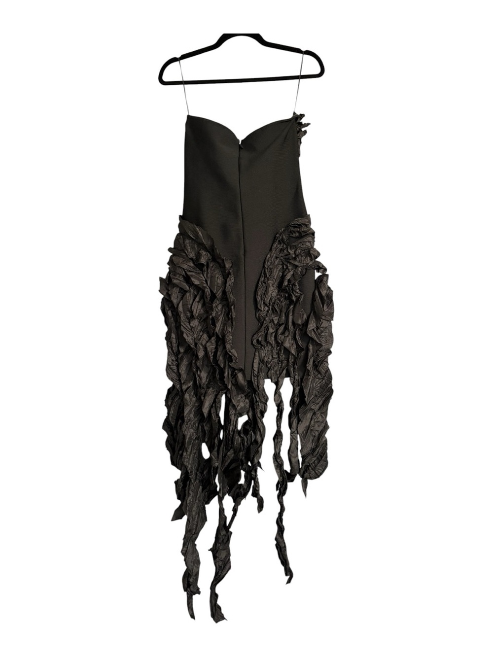 Black Strapless Avant-Garde Ruffle Dress Size Large Date Night Cocktail Goth - Picture 6 of 6